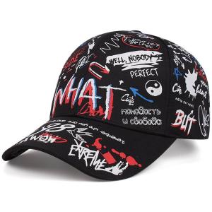 Black Graphiti Baseball Cap - Unique Streetwear Doodles & Motifs