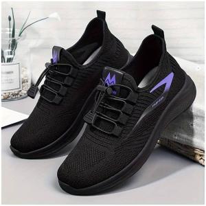 Womens Black Running Sneakers | Breathable Lightweight Lace Up Trainers