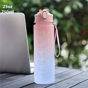 Stay Hydrated & Motivated With This Gradient Color Motivational Water Bottle - Time Marker, Leakproof, BPA-Free - 750ml