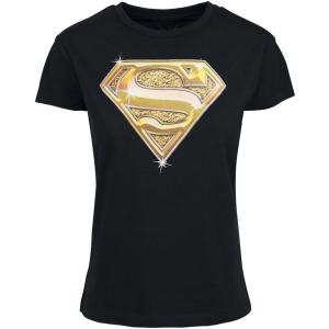 DC Comics "Superman Gold Logo" Girls T-Shirt [Kids Large] Black