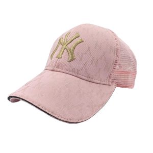 Women's Pink NYC Monogram with Gold Embroidered NYC Logo Baseball Cap
