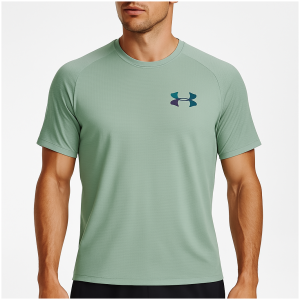 Under Armour Men's Heatgear Light Green T-Shirt – Breathable, Fitted Gym & Training Top