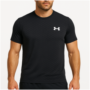 Under Armour Men's Heatgear Black T-Shirt – Breathable, Fitted Gym & Training Top