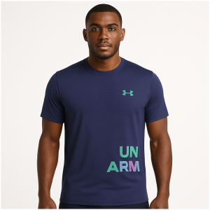 Under Armour Men's Heatgear Blue Holographic T-Shirt – Breathable, Fitted Gym & Training Top