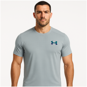 Under Armour Men's Heatgear Light Blue T-Shirt – Breathable, Fitted Gym & Training Top