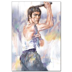 Bruce Lee with Nunchaku Art Poster - By Milton | Wall Art Print A3 A4