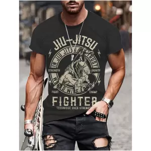 Men’s Grey Casual Crew Neck 'Jiu-Jitsu' T-Shirt
