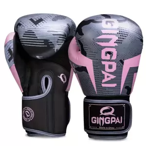 GINGPAI Womens Boxing Gloves | 6oz Pink & Grey